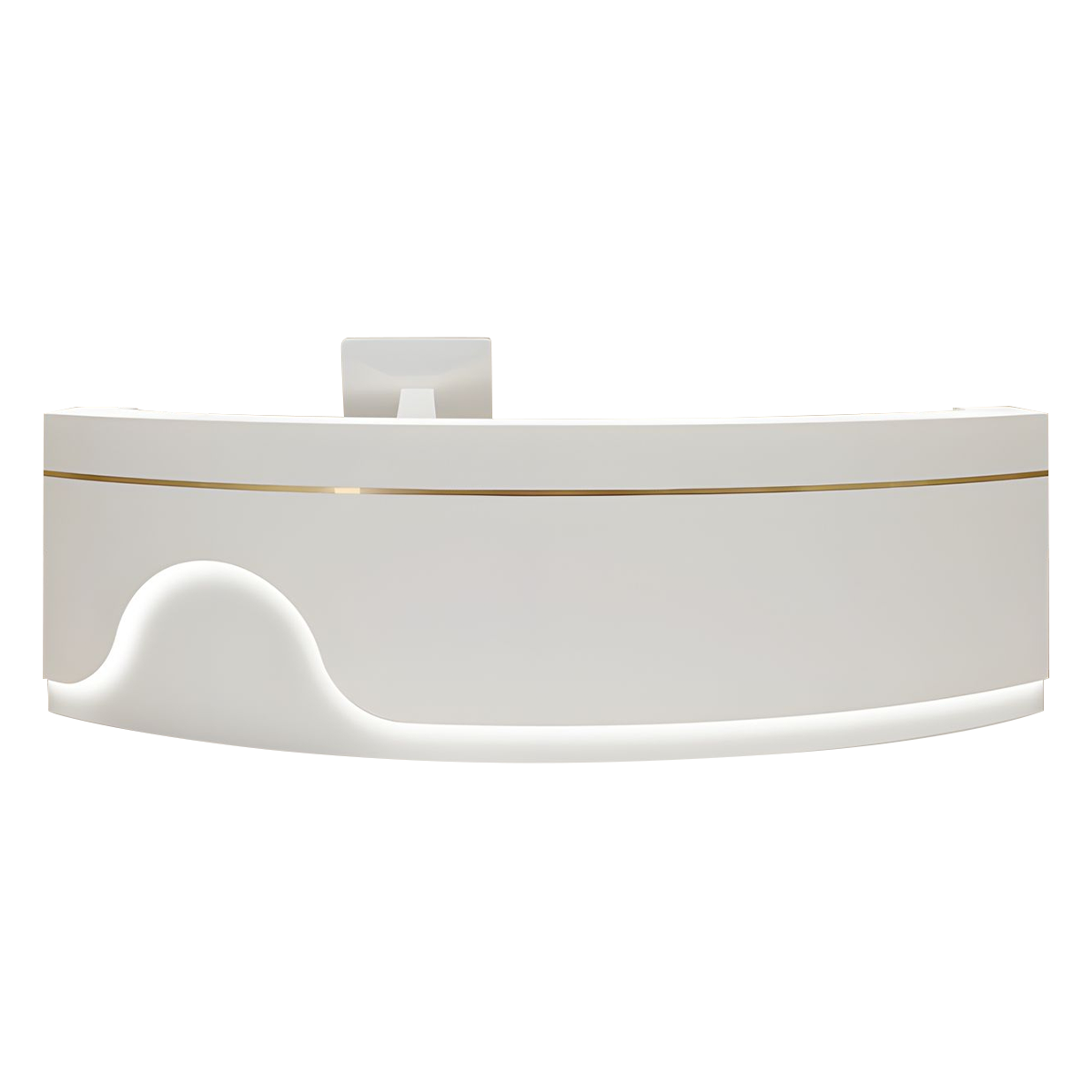 Minimalist and Elegant Curved Reception Desk with Beautiful Light Strip Design and Metal Trim