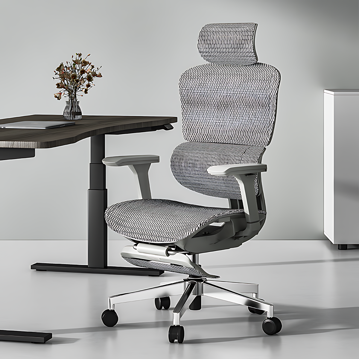 Stylish Multi-Functional Office Chair with Backrest and Footrest