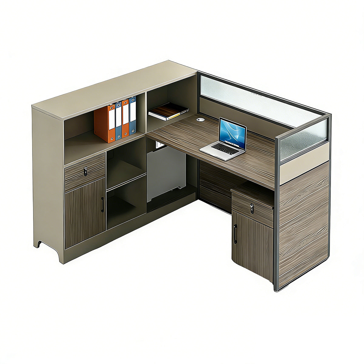 Contemporary Minimalist Multi-functional Office Desk with Partition Design