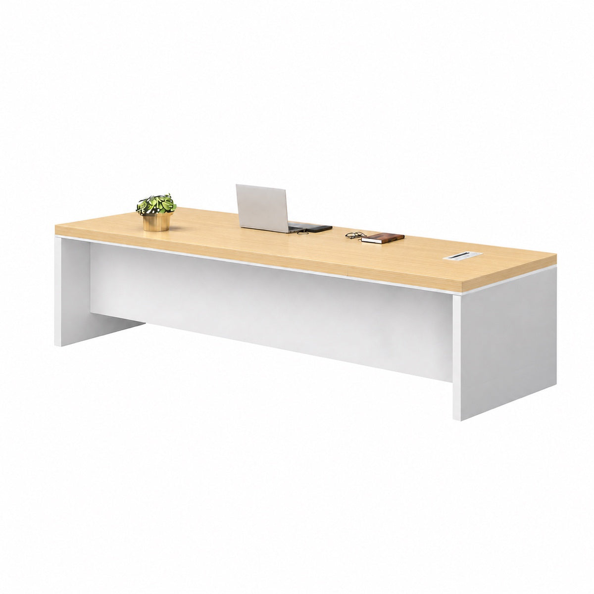 L-Shaped Executive Desk 63–126 in Wide with Cable Management, File Drawers & Steel Frame
