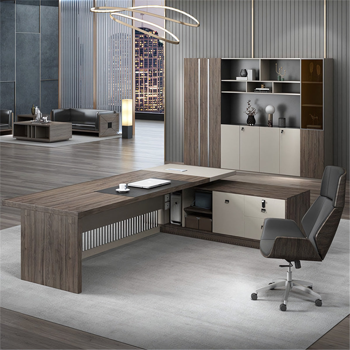 Sleek Modern Executive Desk with Thickened Desktop