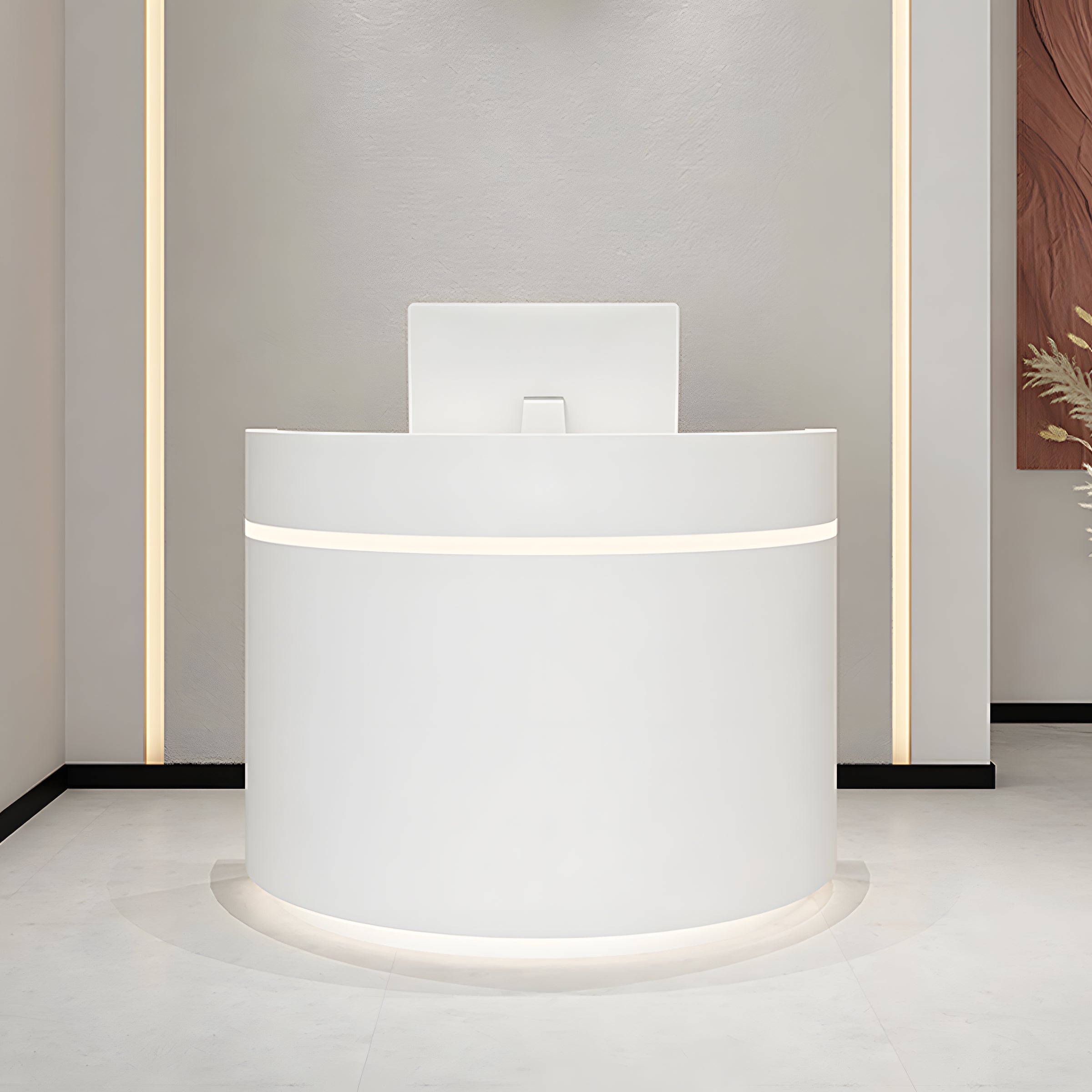 Modern White Reception Counter with LED Lights