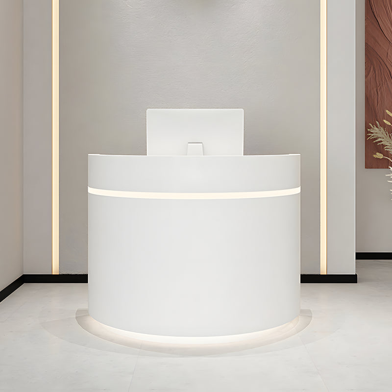 Modern White Reception Counter with LED Lights