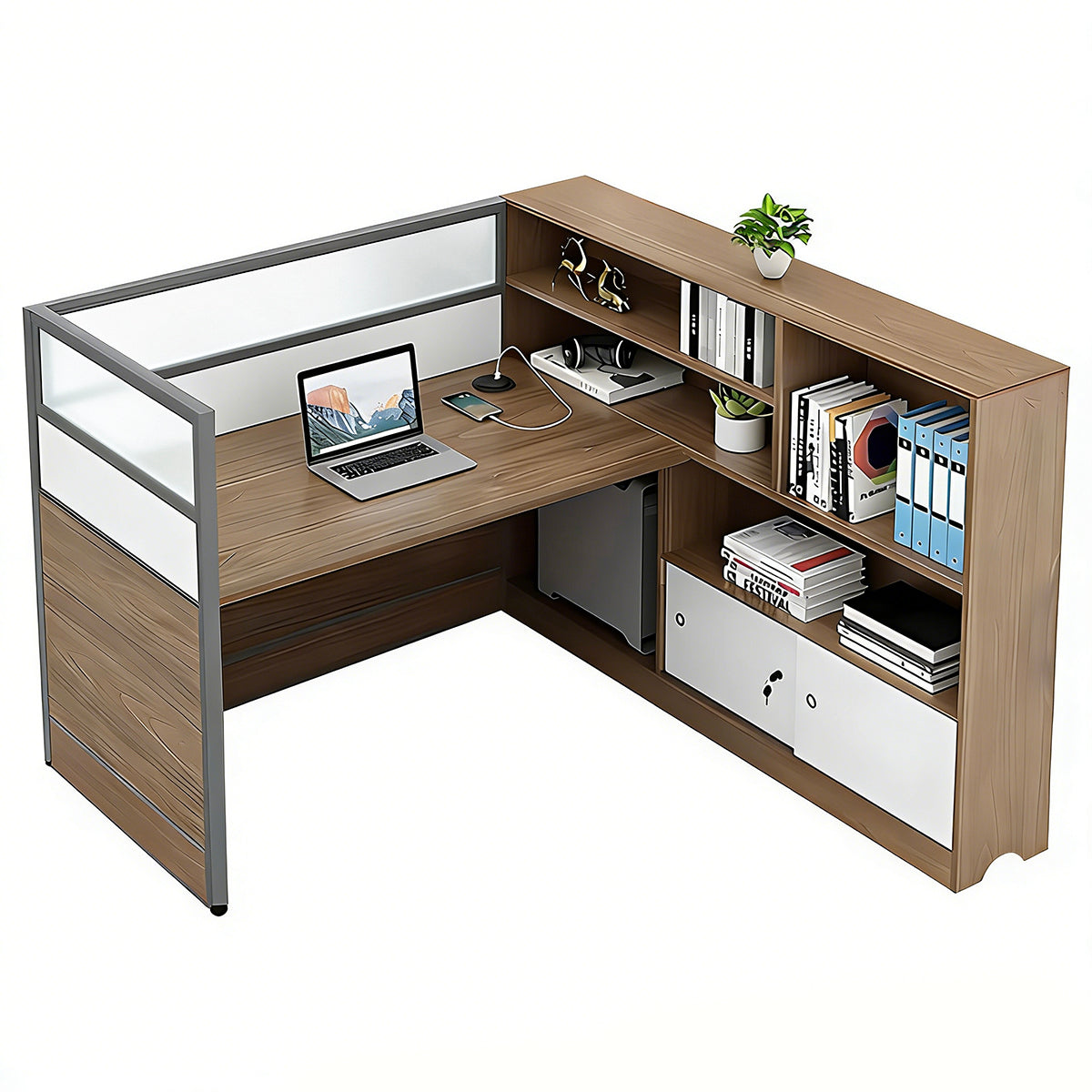 Modern Simple Partitioned Multiperson Staff Desk