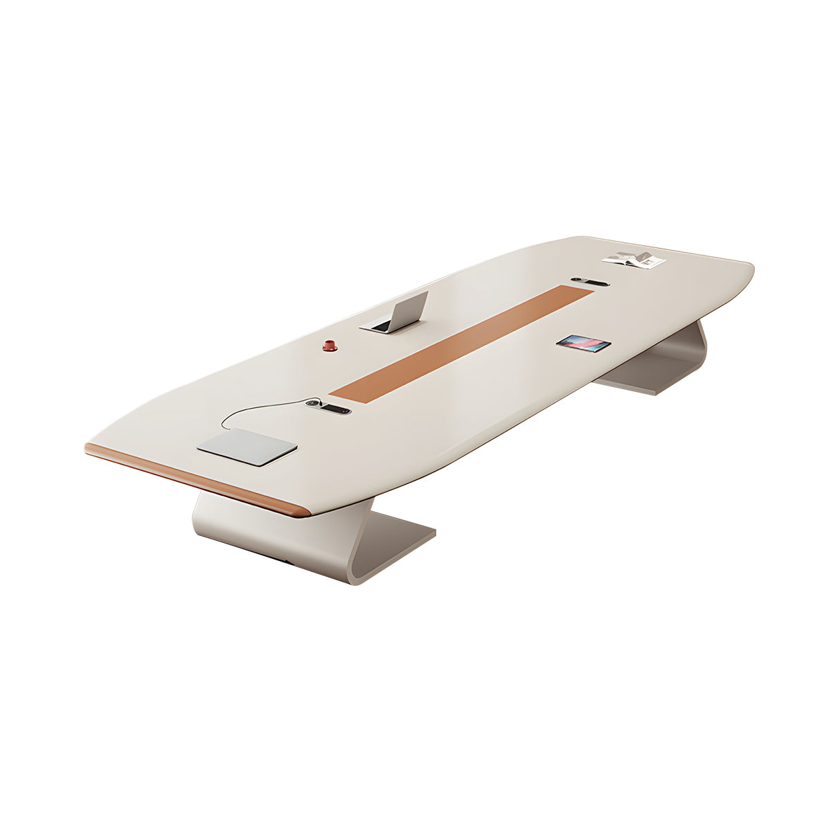 Modern Conference Table with Integrated Power Box and Wide Desktop