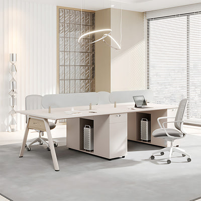 Minimalist Modern Office Desk with Built-In Power Outlets, and Ample Storage Space