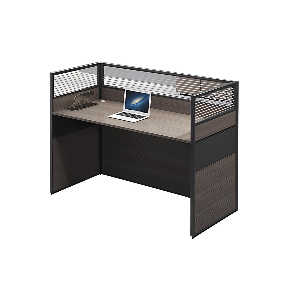 Minimalist Office Desk with Screen Partition, Four Seater