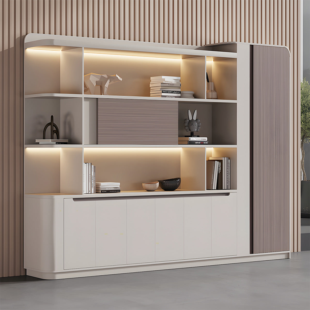 Durable Eco-Friendly Storage Cabinet with Open Shelves for Office