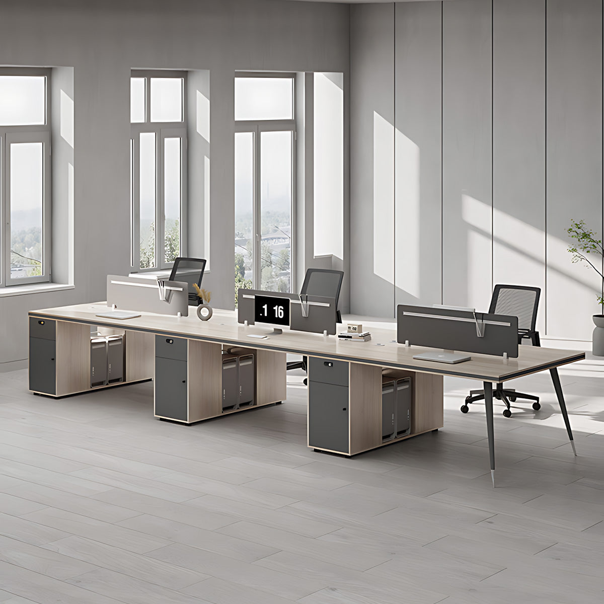 Thickened Desktop, Simple Office Desk and Chair Set with Screen Divider