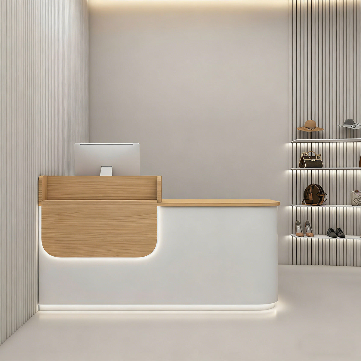 Modern Reception Desk with LED Strip for Office and Lobby Spaces