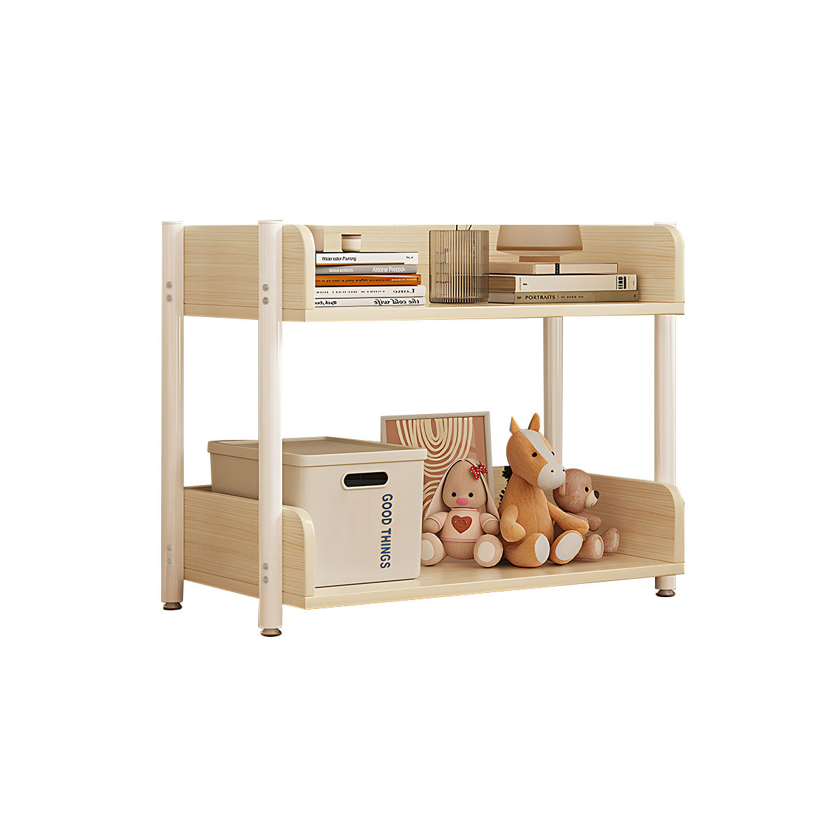 Minimalist Wood Bookshelf with Multi-Layer Storage and Anti-Fall Panels