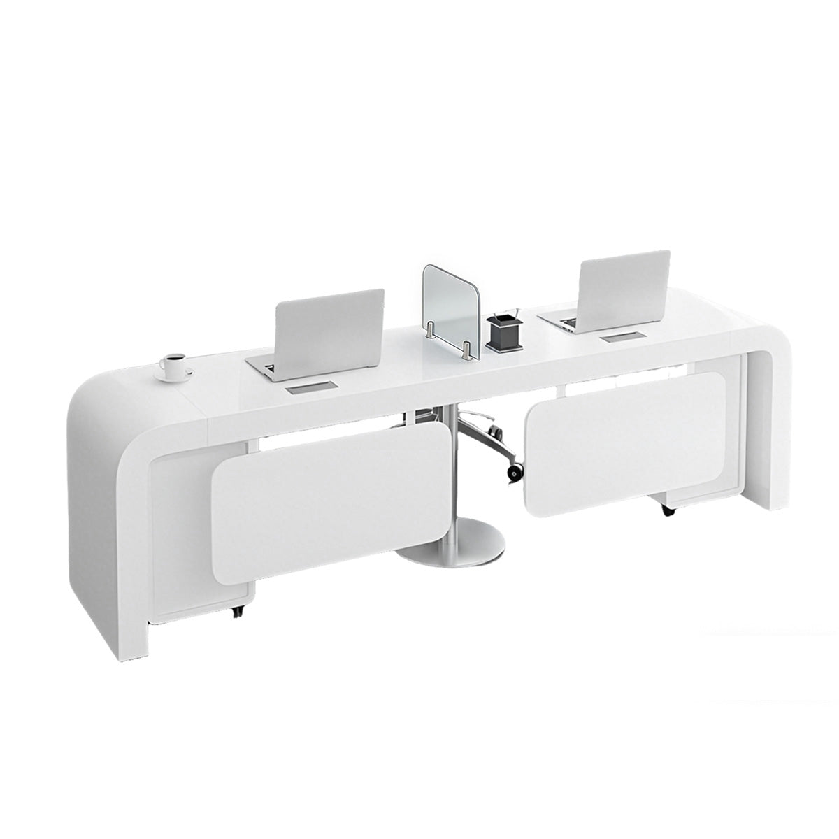 Spacious Office Desk with Thick Desktop and Mobile Drawers for Workspaces