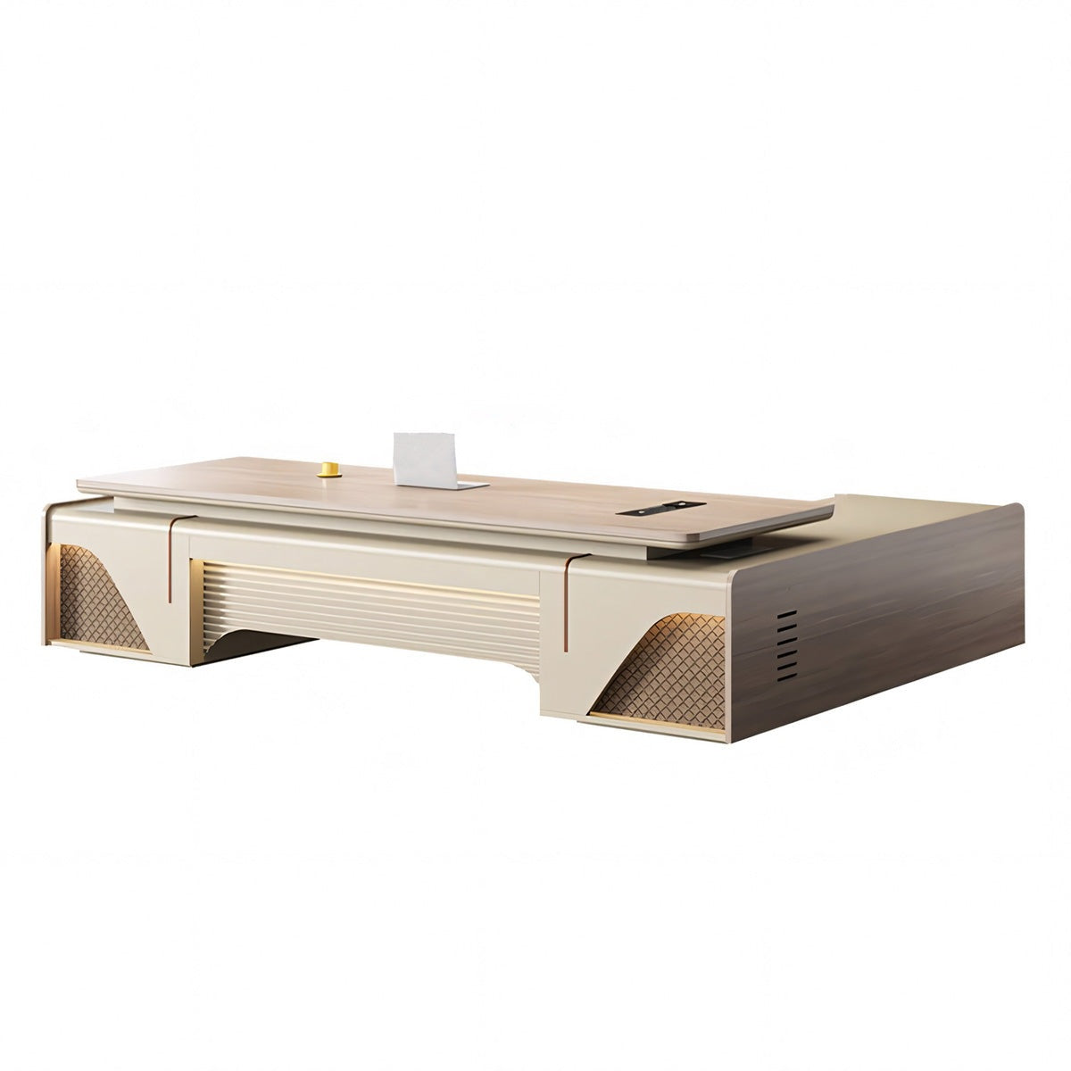 Modern Executive Desk 87–134 in Wide with LED Accent Lighting, Ample Storage & Privacy Panel