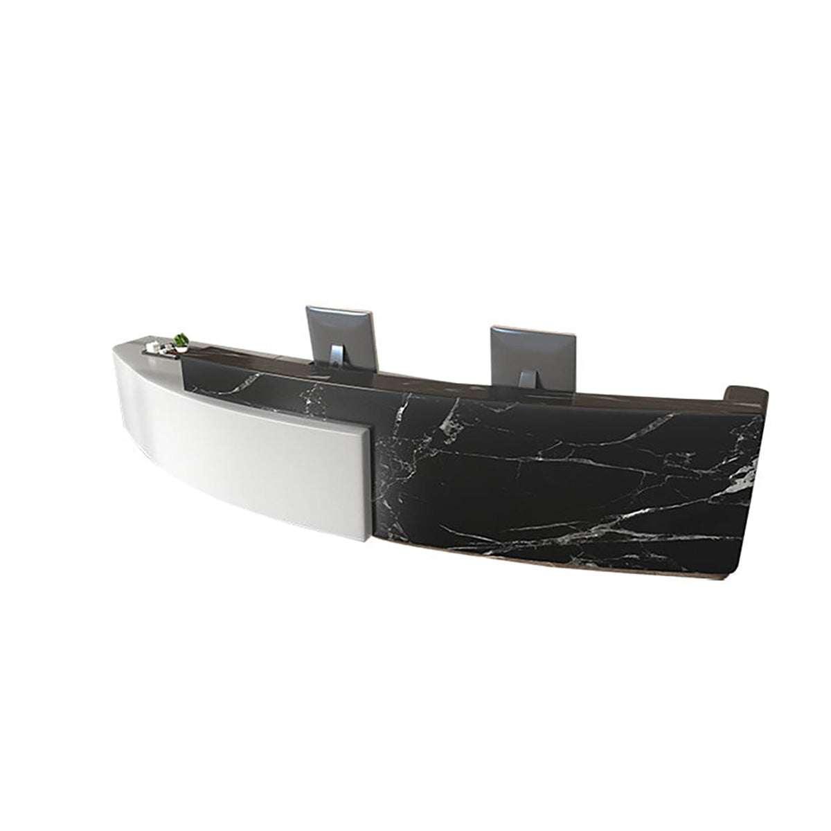 Reception Desk 47–157 in Wide with Ample Storage, Transaction Counter & Marble Top