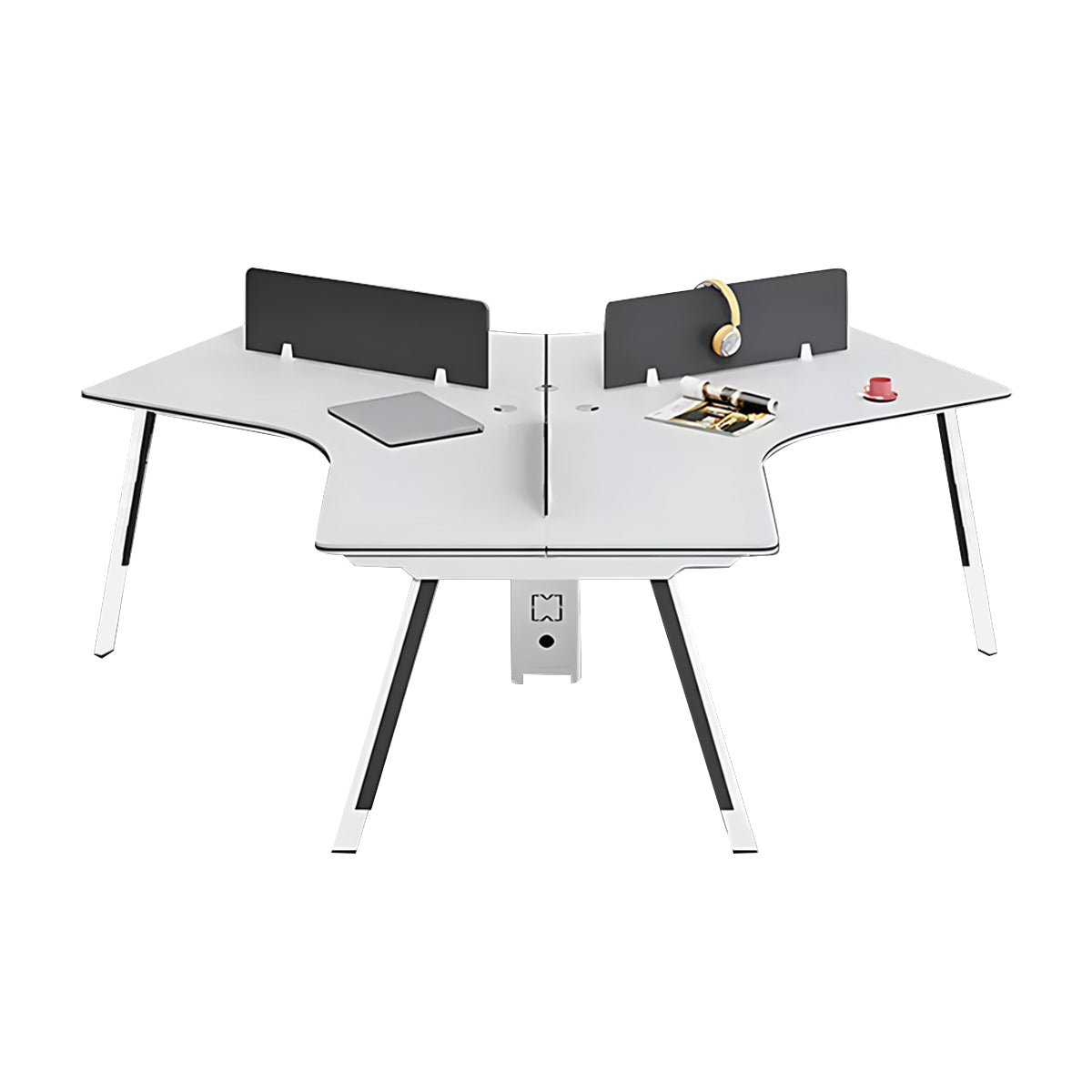 Modular Modern Office Desk with Two-Tone Lacquered Metal Legs