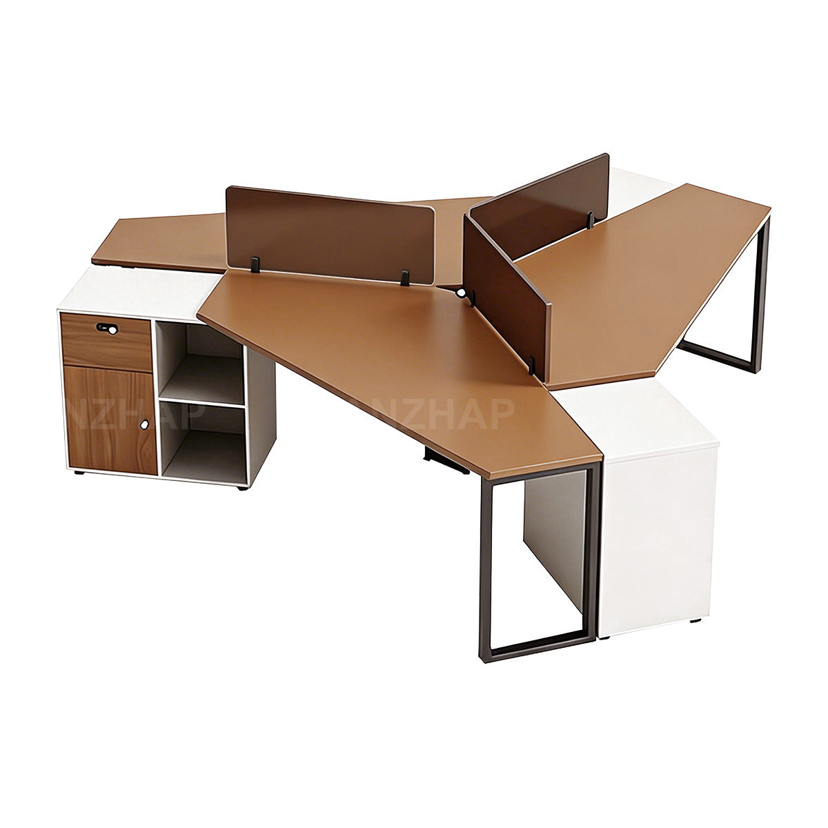 Office Desk, Cross-Shaped Three-Person （47" Desktop）, L81" x W81" x H30", for executive office workspace, modern executive office furniture