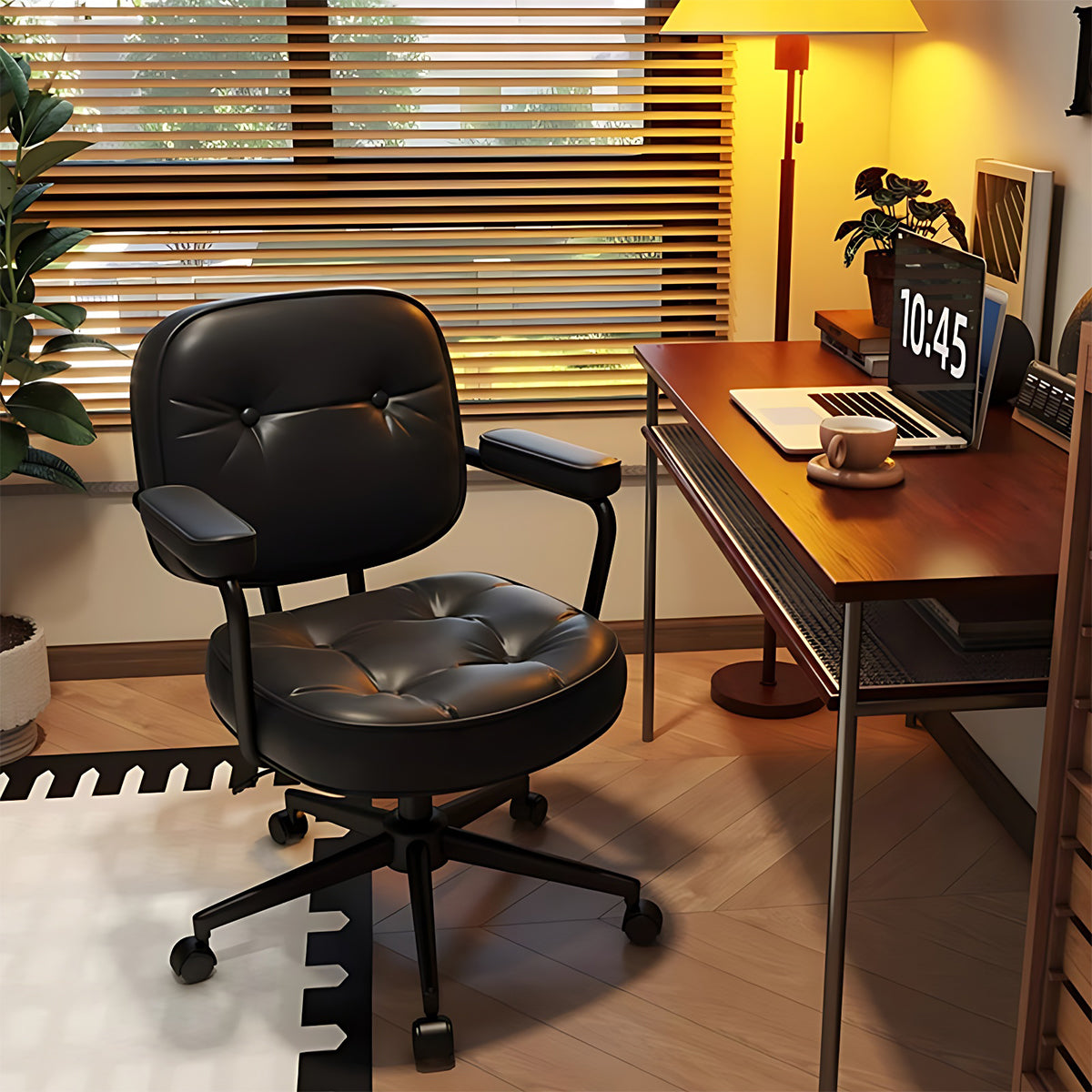 Premium Multi-Functional Office Desk with Steel Five-Star Base and Thick Armrests