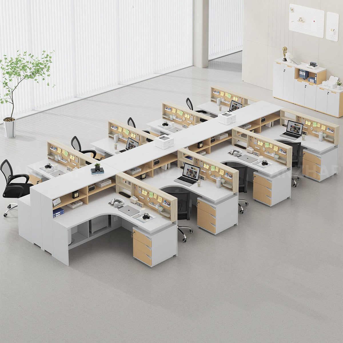 Modern Minimalist Office Desk with Built-In Outlets, Generous Storage, and Cable Management