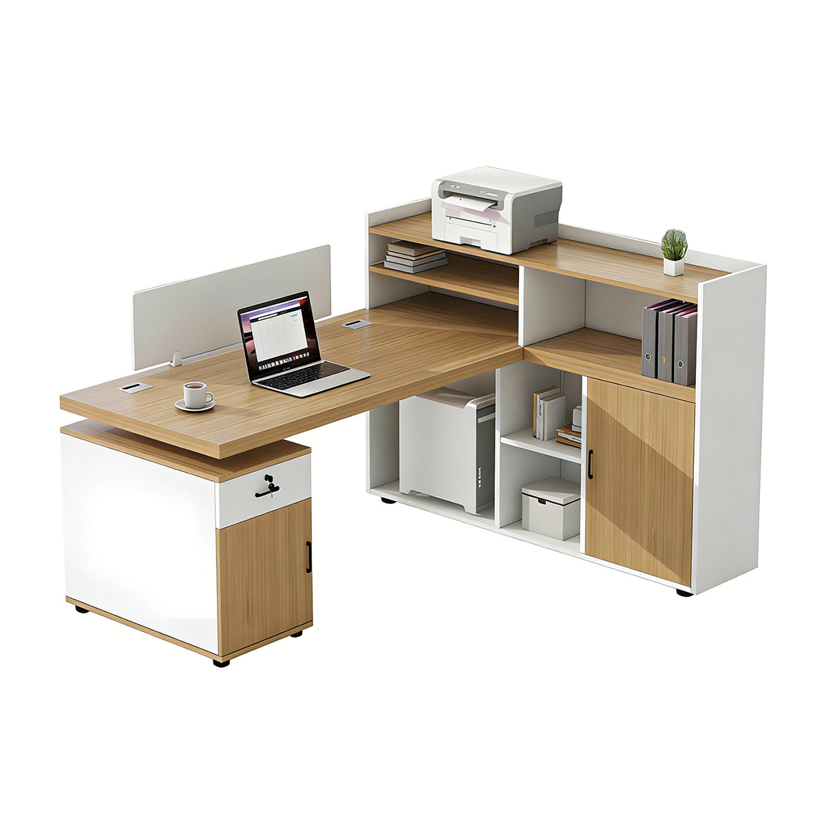 Space-Saving Office Desk with Privacy Panel for Open Office