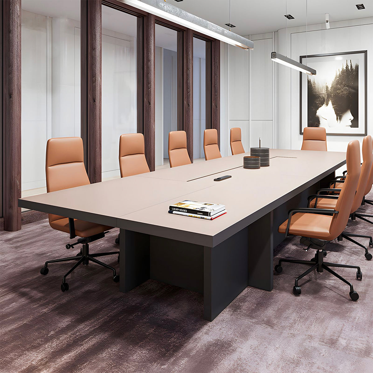 Refined Spacious Conference Table with Power Outlet for Offices