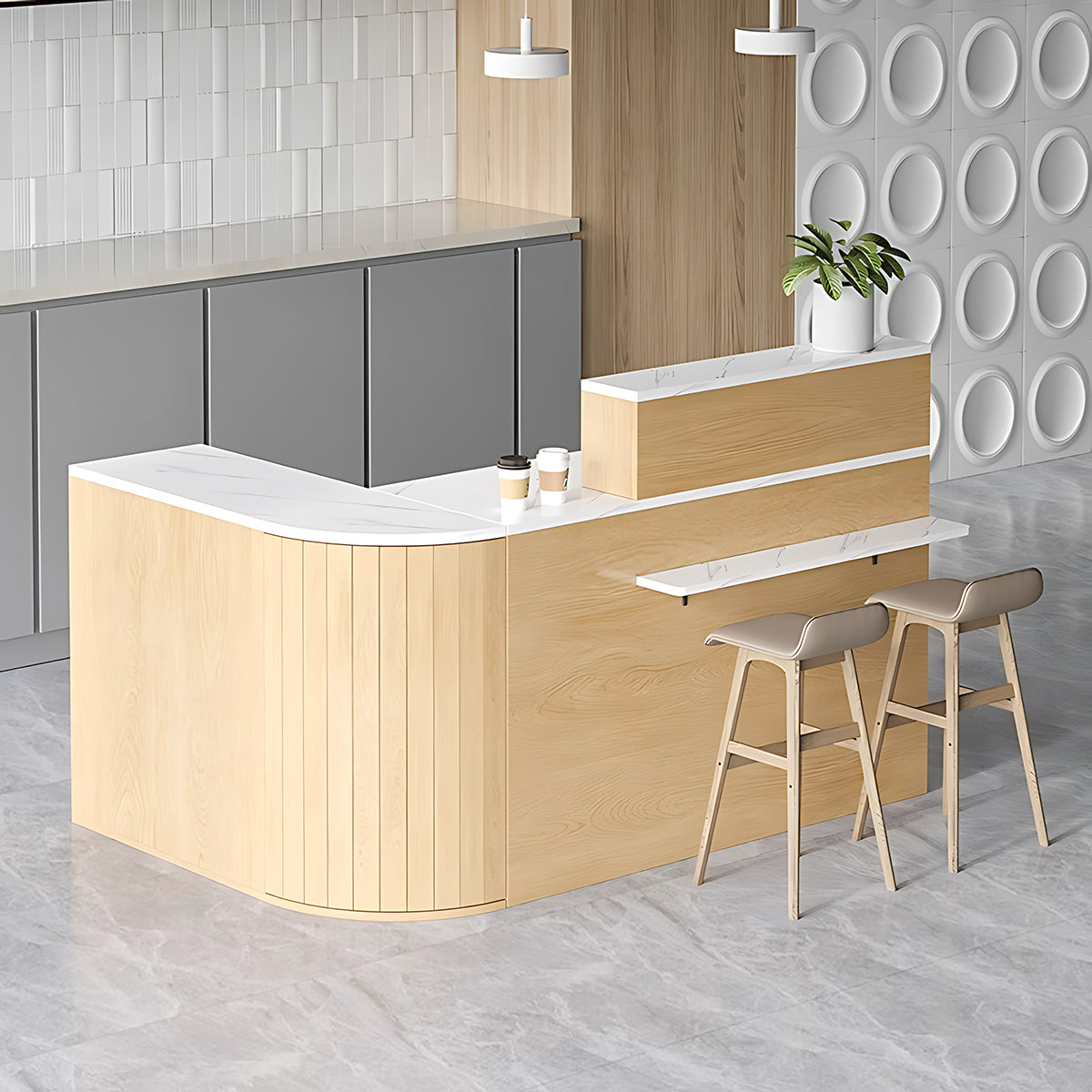 Minimalist and Chic Thick Reception Desk with Corner Design
