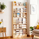 Modern Solid Wood Bookshelf with Thickened Frame and Open Compartments