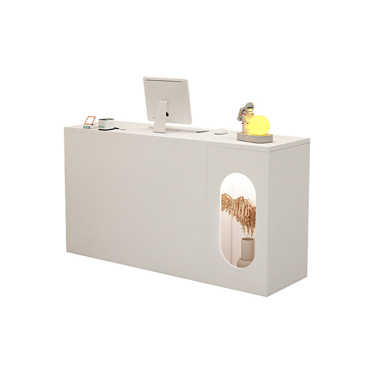 Modern Reception Desk 39–63 in Wide with Lockable Drawers & Transaction Counter