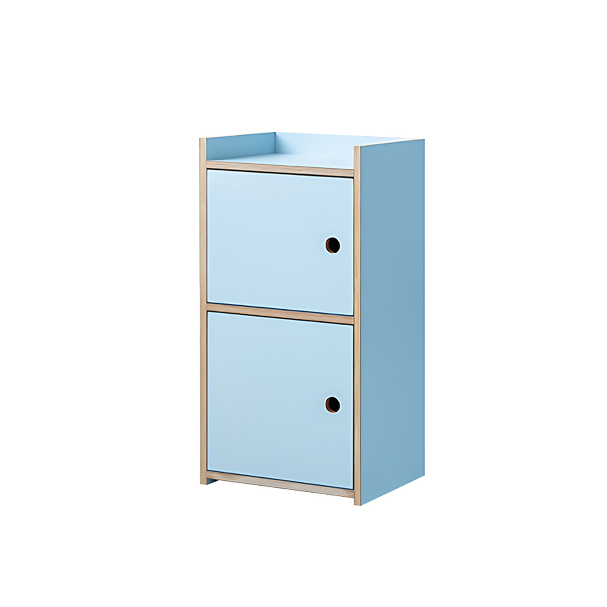 Minimalist Light Blue Birch Plywood Bookshelf with Modular Storage