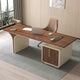 Sleek Walnut Office Desk with Cable Box Minimalist Design