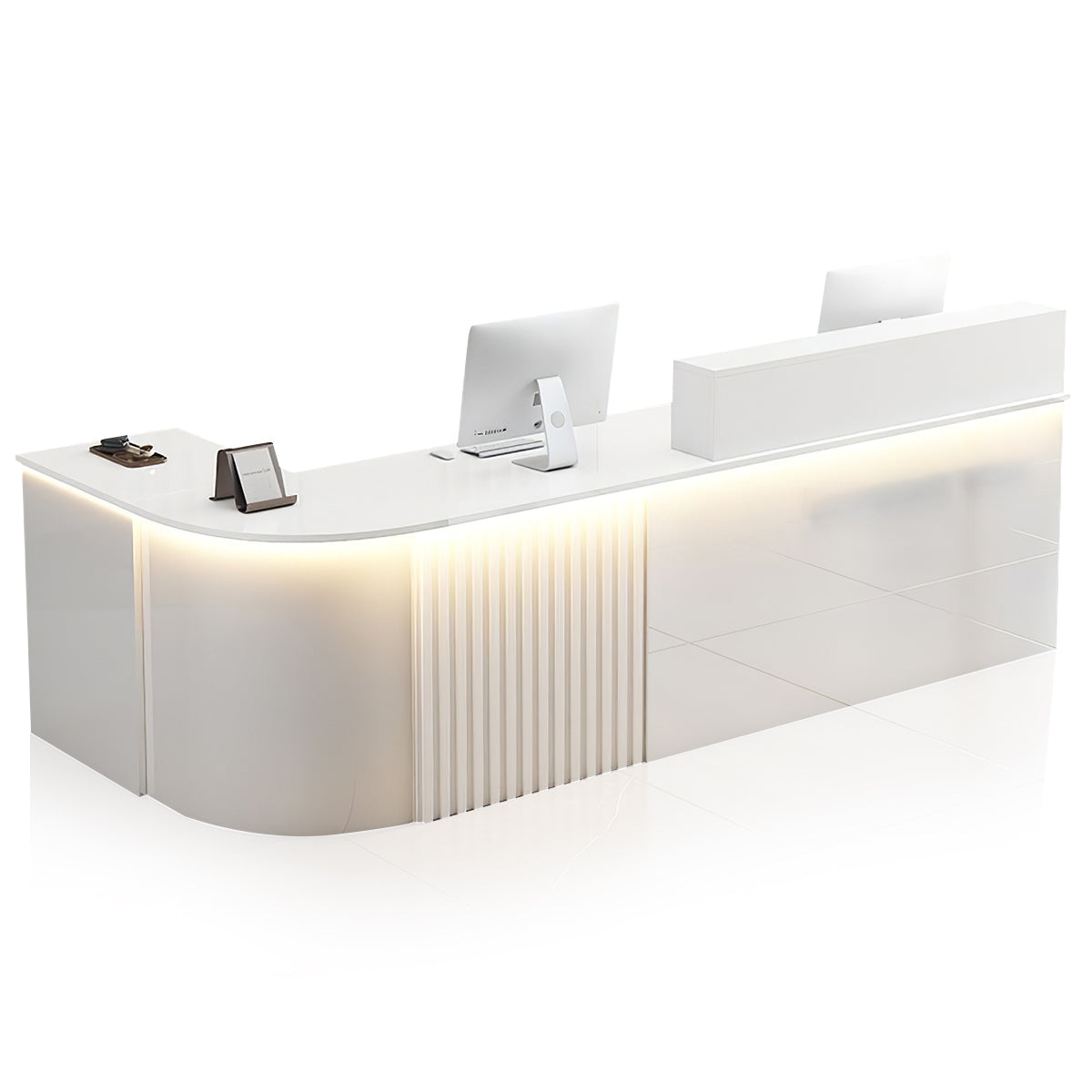 L-Shaped White Office Reception Desk and Store Counter