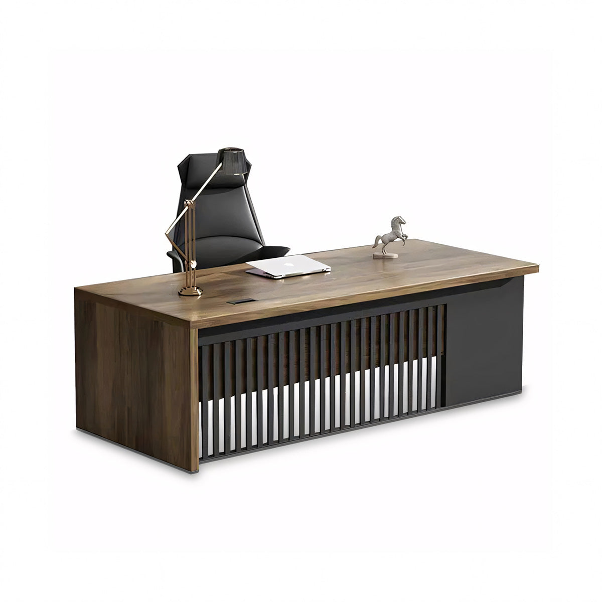 Innovative Industrial-Style Solid Wood Executive Desk