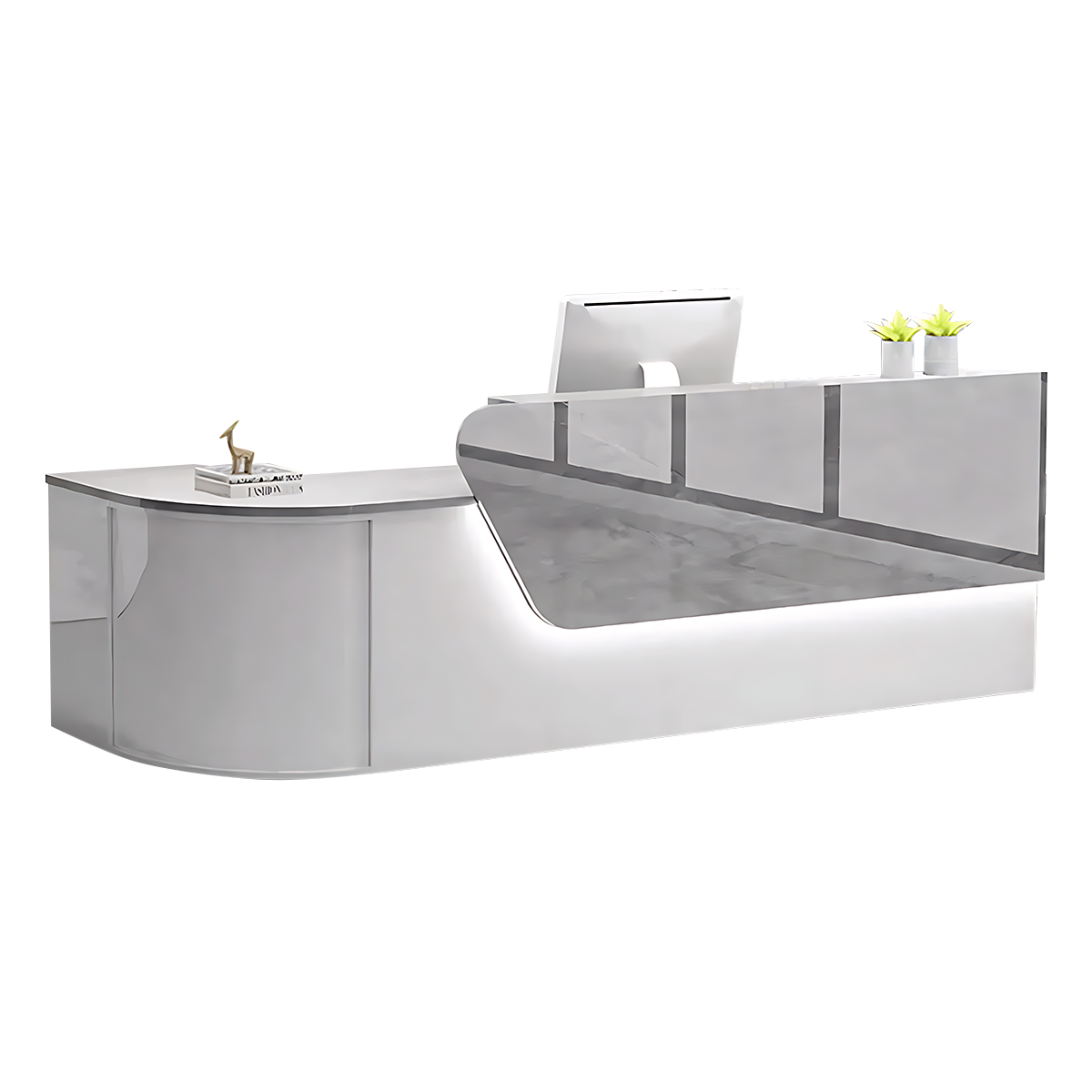 L-shaped Wooden Reception Desk with Lacquer Finish