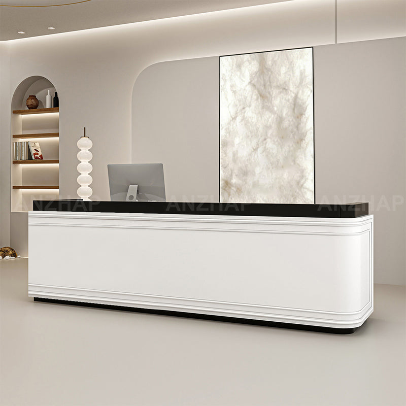 Customizable Minimalist Reception Desk with Raised Privacy Panels & Ample Storage