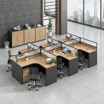 Modern Minimalist Office Desk – Two-Tone Office Workstation with Cable Management
