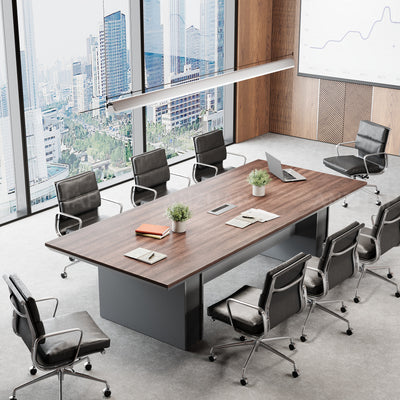 Rectangular Conference Table with a Sturdy Wooden Base
