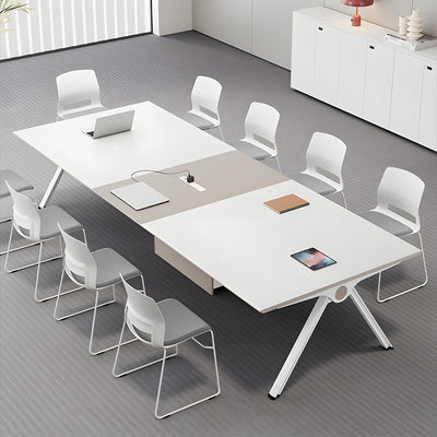 Modern Rectangular Conference Table with Triangular Support Legs