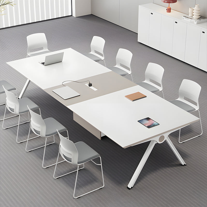Modern Rectangular Conference Table with Triangular Support Legs