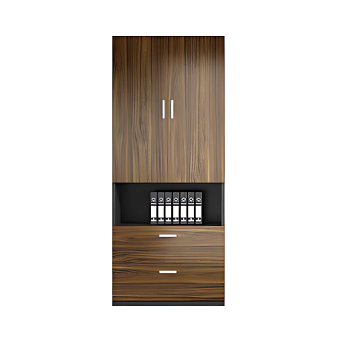 Modern Office Storage Cabinet with Wardrobe, Drawers & Display Shelves