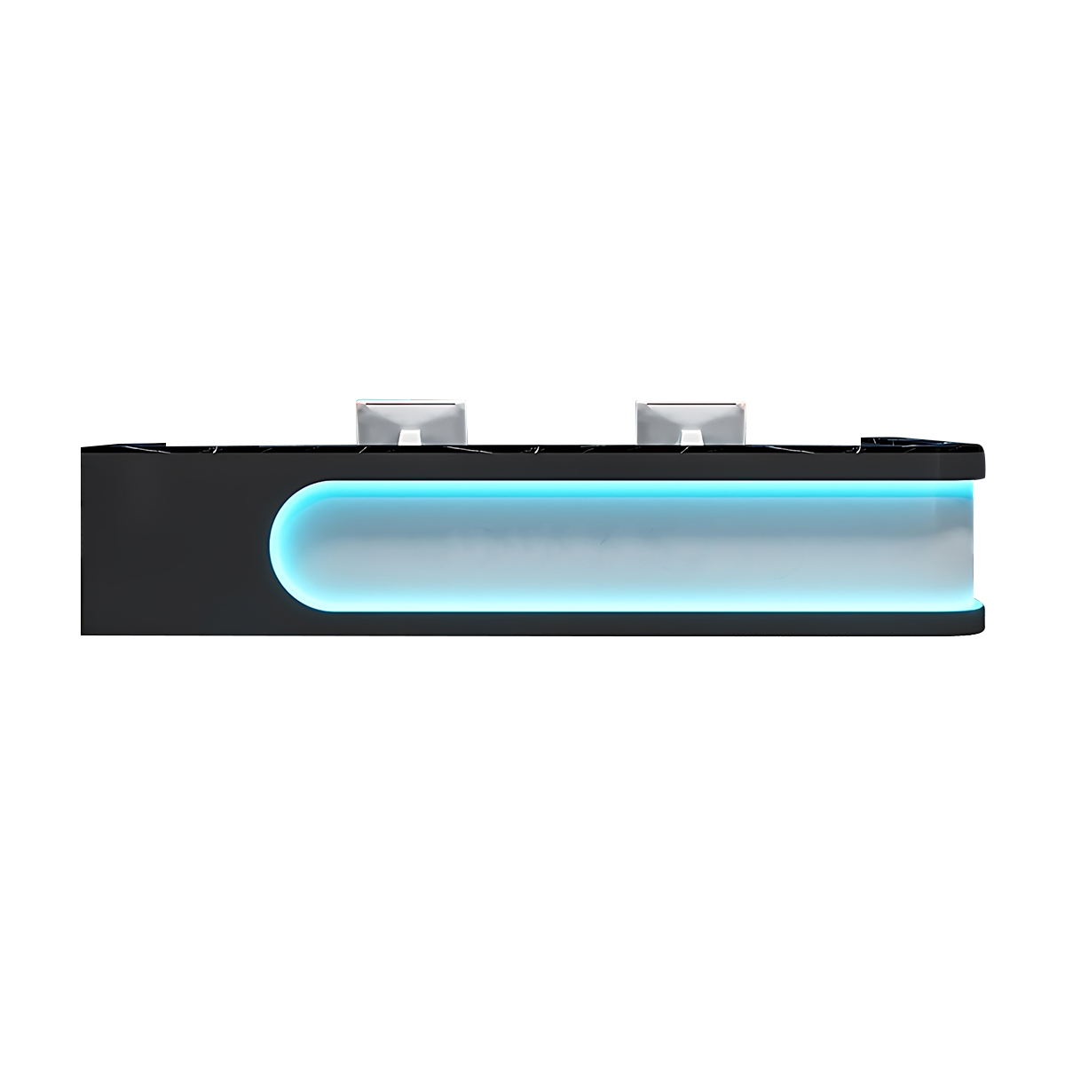 Sophisticated and Stylish L-Shaped Reception Desk with Elegant Light Strip Design and Thick Desktop