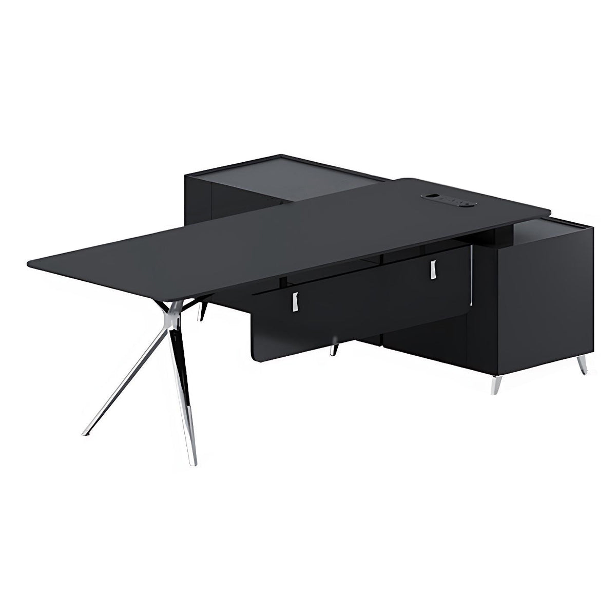 Modern Office Desk with Drawers Storage Aluminum Legs Cable Management