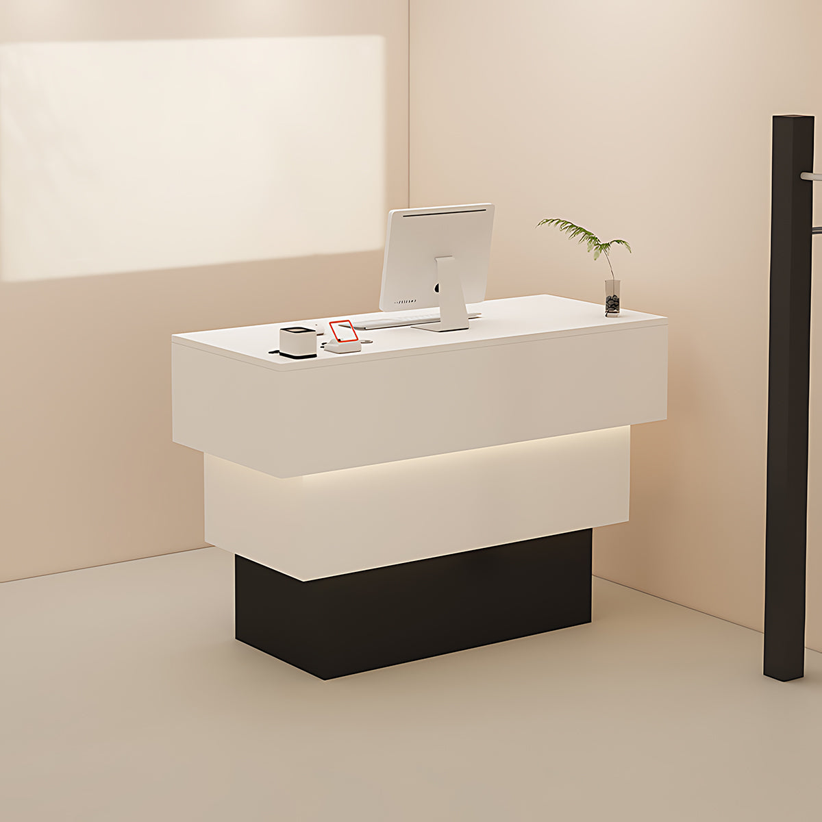 Alt Reception Modern Minimalist Reception Desk 43–94 in Wide with LED Accent Lightin ...