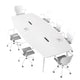 All-White Boat-Shaped Conference Table with Metal Legs