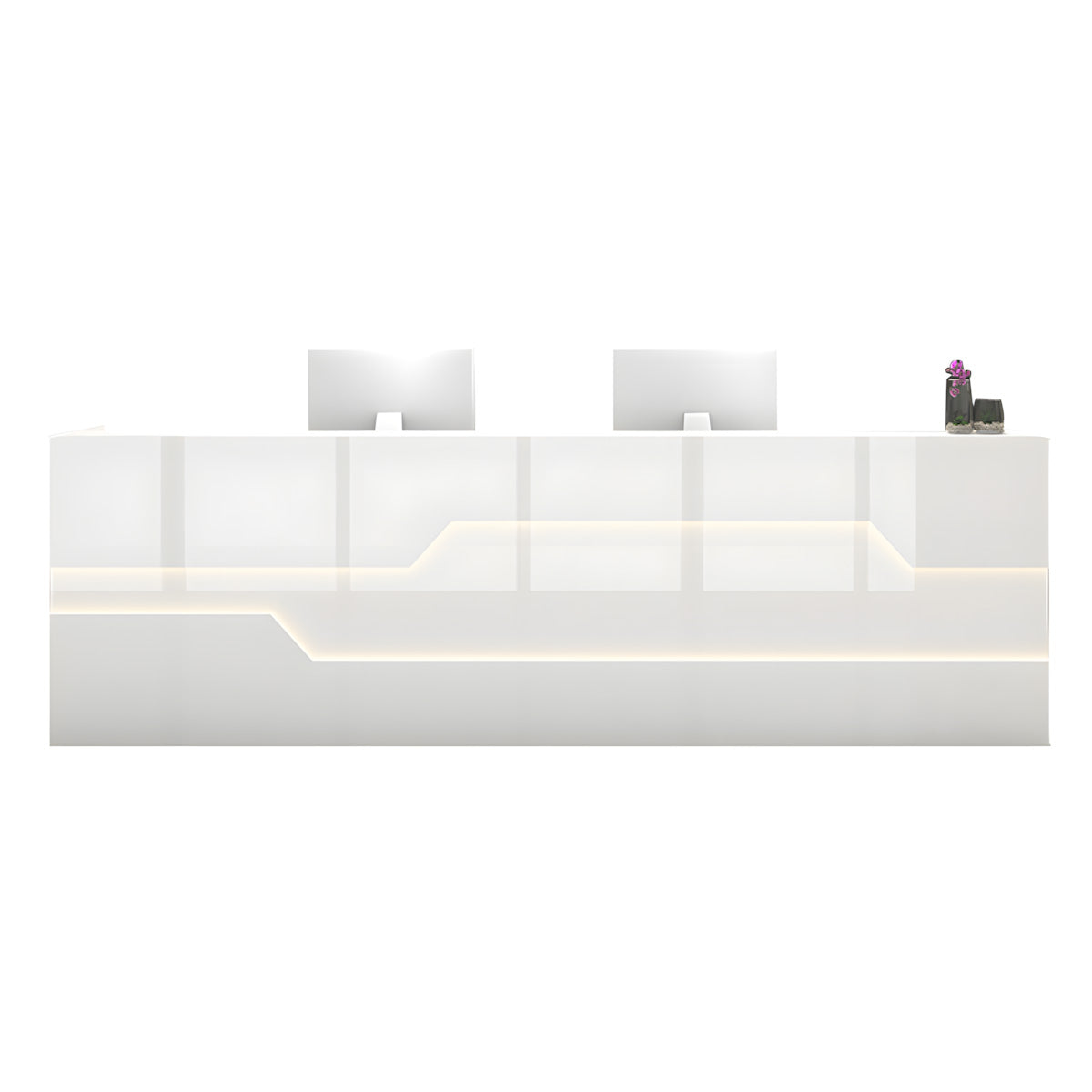 Round Reception Desk 55-189 in Wide with Cable Management, LED Lighting & Keyboard Tray（Stock Items）