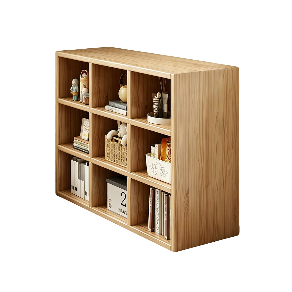 Storage Cabinet, Natural Wood Solid Wood L24" × W12" × H24", Natural Wood finish, for office storage space, office storage furniture