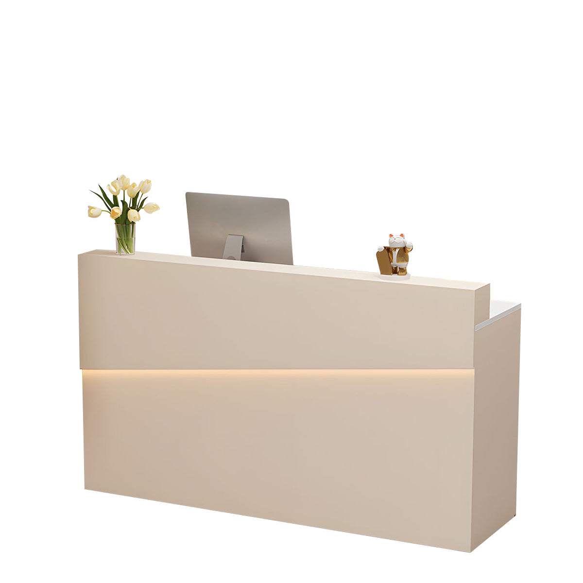 Minimalist and High-End Reception Desk with Elegant Light Strip and Thickened Desktop