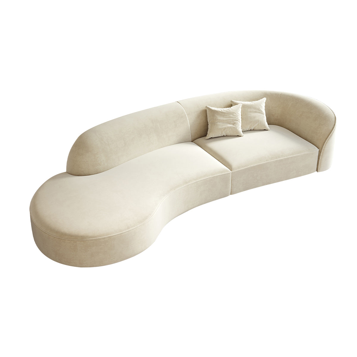 Minimalist Soft Curved Sofa with Single Armrest for Living Room（Stock Items）