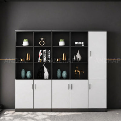 Office Storage Cabinet with Open Compartments, Enclosed Cabinets & Alloy Handles