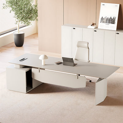 Luxury Modern Executive Desk with Storage & CPU Vent for Office Use