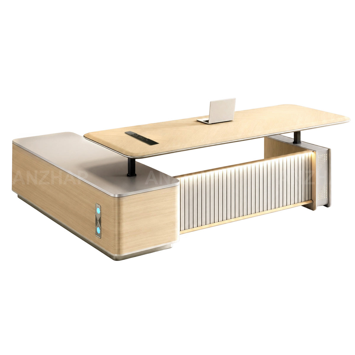 Electric Sit-Stand Executive Desk with Power, Storage & CPU Compartment