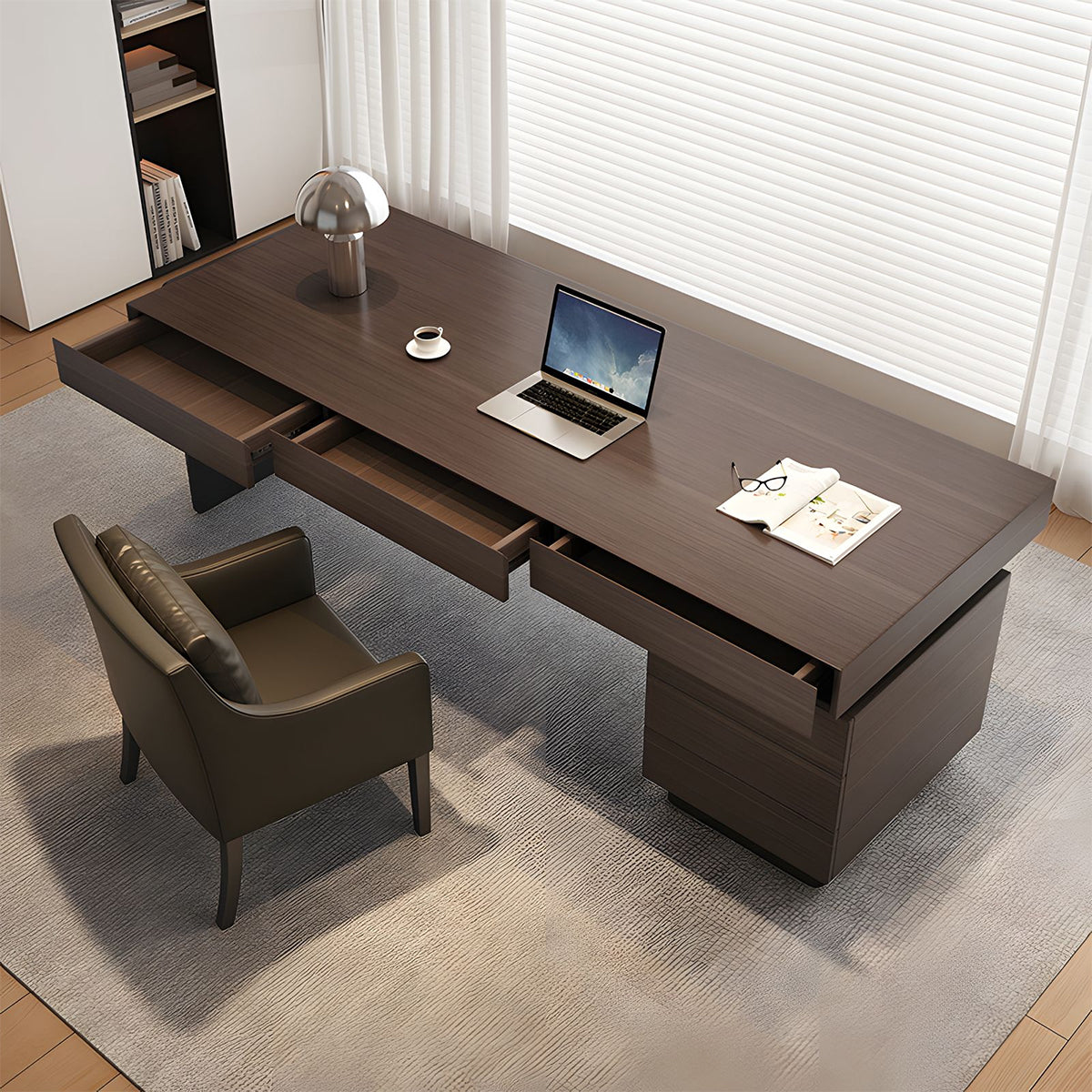 Executive Office Desk Solid Wood Italian Style with Drawers Storage